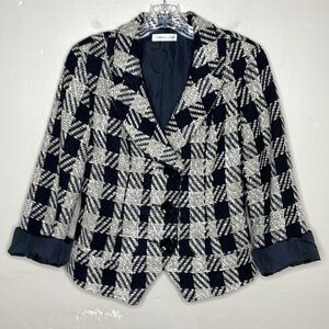 COLDWATER CREEK Blazer Black & Gold Single Nreasted Oversized Buttons Fitted 6